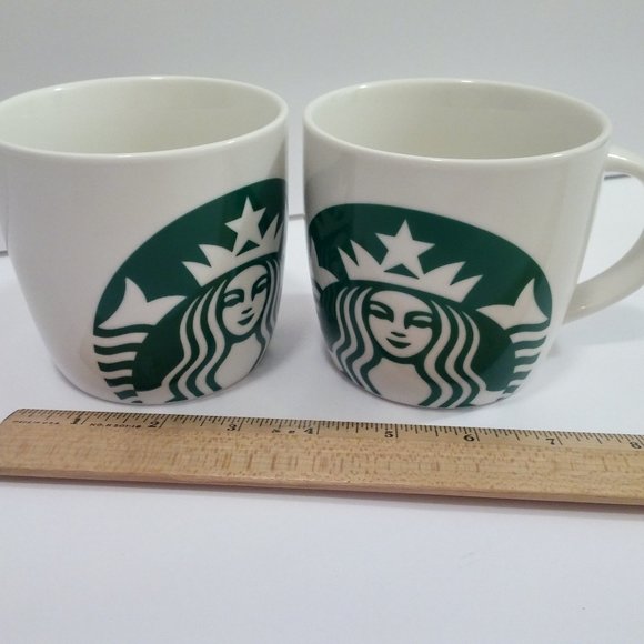 Big NEW Starbucks 14 OZ Mugs Mermaid logo set of 2 - Picture 1 of 6
